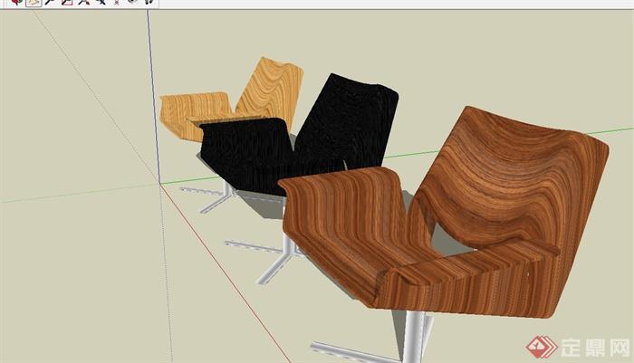 现代风格休闲座椅设计SU模型(2)