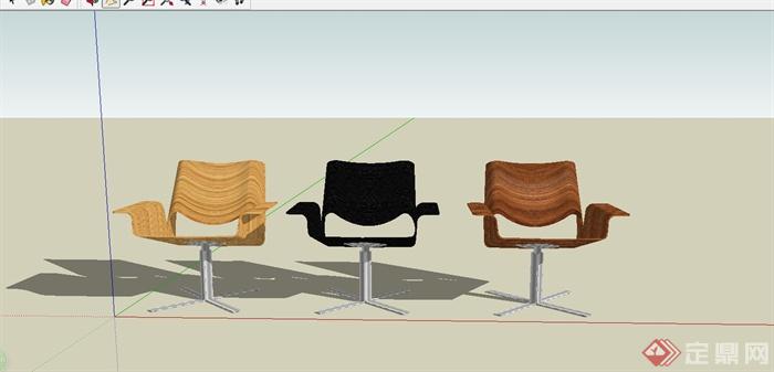 现代风格休闲座椅设计SU模型(1)