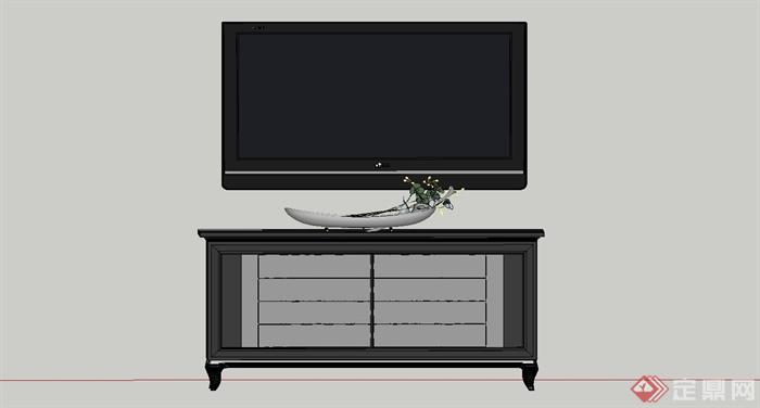 简约现代风格电视柜设计SU模型(1)