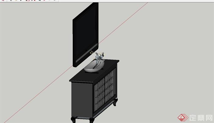 简约现代风格电视柜设计SU模型(2)