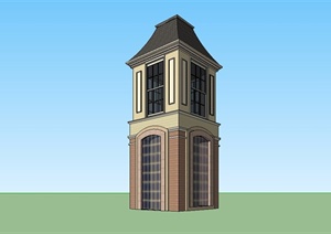简约法式塔楼设计SU(草图大师)模型