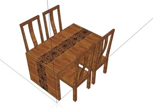 现代中式风格餐桌椅设计SU(草图大师)模型