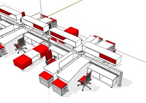 现代精致办公桌组合设计SU(草图大师)模型