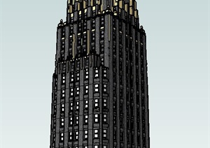 新古典独栋高层写字楼办公楼建筑SU(草图大师)模型