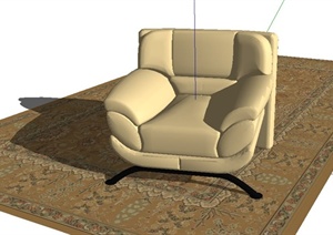 单人沙发及地毯SU(草图大师)模型