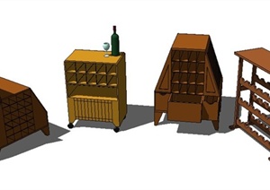 四款木质酒柜SU(草图大师)模型