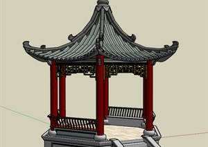某古典中式风格详细凤凰亭设计SU(草图大师)模型