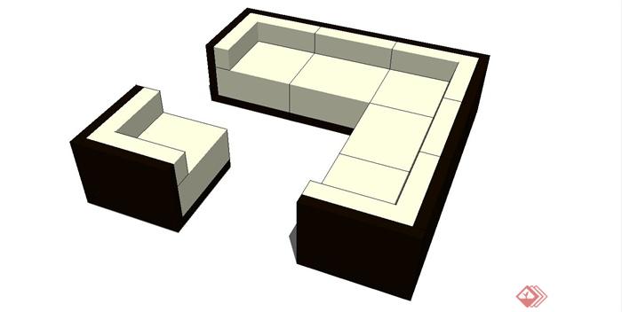 现代风格组合沙发设计SU模型(2)