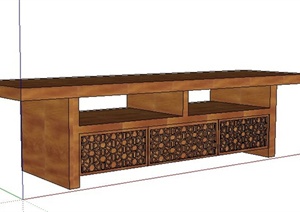 中式木质电视柜设计SU(草图大师)模型