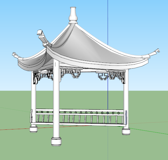 古典中式风格独特三角亭设计su模型