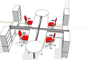 现代简约办公桌设计SU(草图大师)模型
