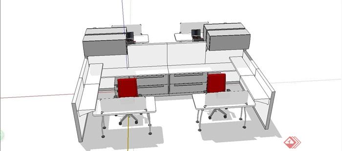 办公桌组合设计SU模型(2)