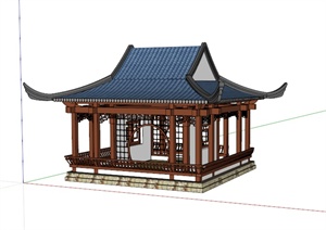 古典中式风格水榭景观亭设计SU(草图大师)模型