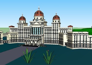 某旅游区欧式风格酒店建筑设计SU(草图大师)模型