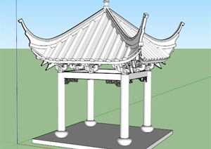 古典中式独特四角亭设计su(草图大师)模型