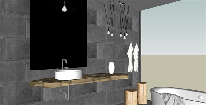 某现代风格浴室空间设计su模型带效果图