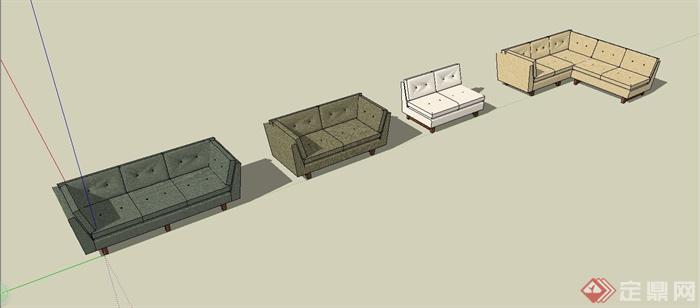 多个日式沙发设计SU模型(1)