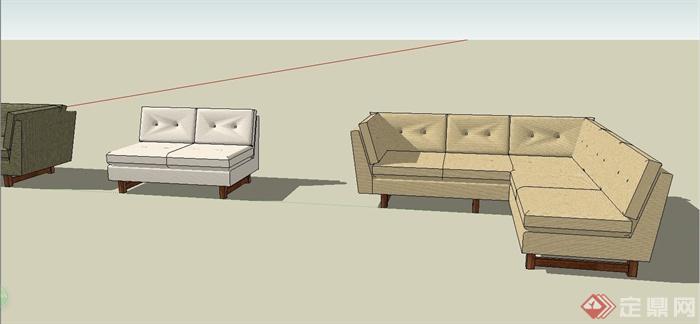 多个日式沙发设计SU模型(4)