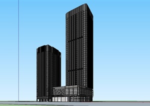 某现代风格高层酒店办公建筑设计SU(草图大师)模型