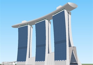 现代连体式高层组合办公楼建筑设计SU(草图大师)模型