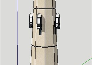 新古典灯柱景观柱SU(草图大师)模型