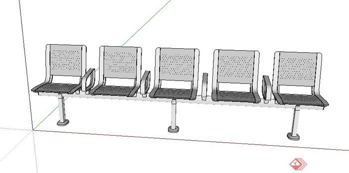 简约联排座椅su模型(2)
