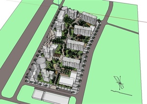 某欧式风格住宅小区绿化景观设计SU(草图大师)模型