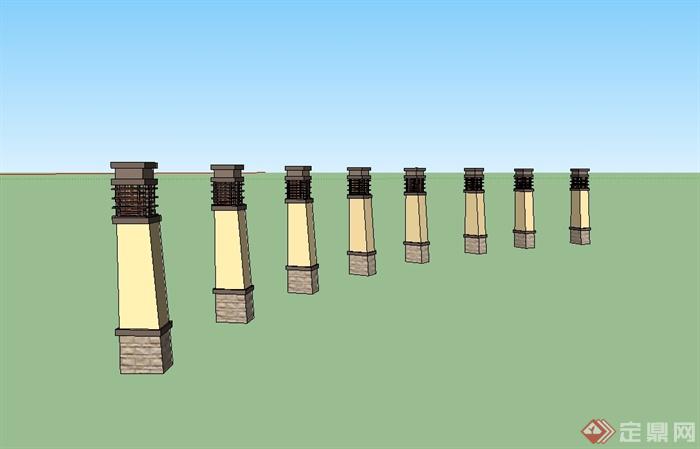 某新古典费内蒙古城市灯柱设计su模型(1)