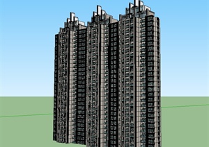 现代风格高层住宅楼建筑大厦设计SU(草图大师)模型