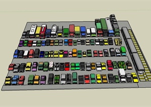 某停车场不同的交通工具设计SU(草图大师)模型