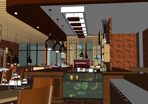 某现代风格详细室内餐饮空间设计SU(草图大师)模型