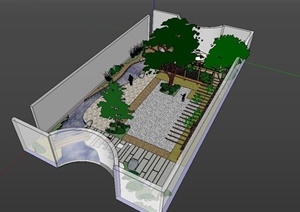 某现代风格别墅庭院景观规划设计SU(草图大师)模型