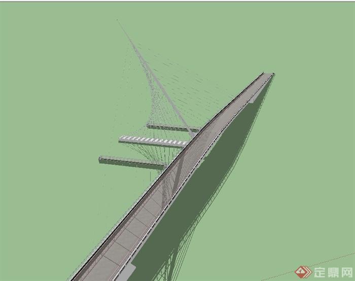 现代风格独特过江大桥设计su模型(3)