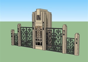 某新古典风格小区景观大门设计SU(草图大师)模型