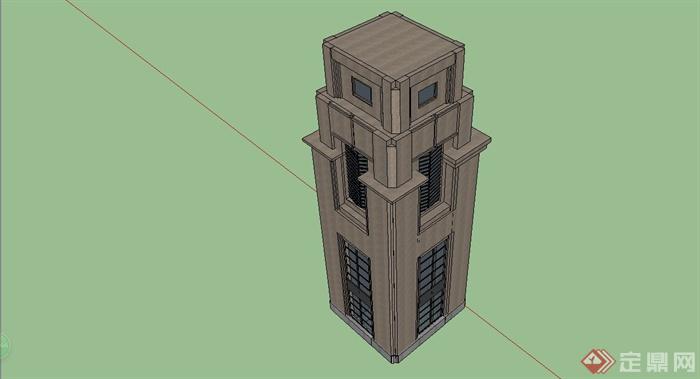 某新古典风格塔楼设计SU模型(2)