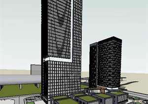 现代超高层办公楼建筑SU(草图大师)模型
