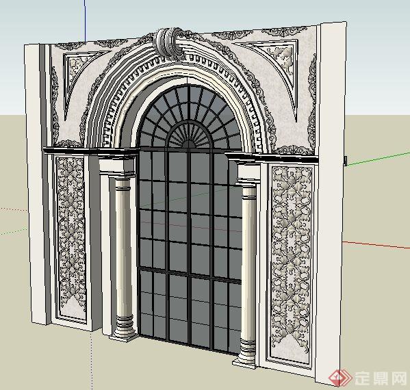 欧式拱形门设计su模型(2)