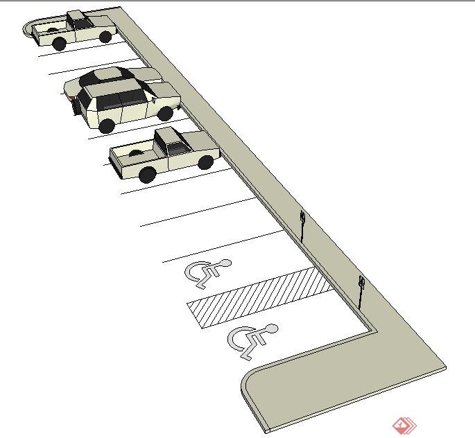停车场、无障碍标志牌su模型(3)