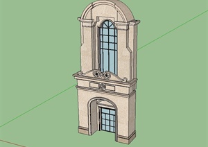 某欧式风格建筑构件门头设计SU(草图大师)模型