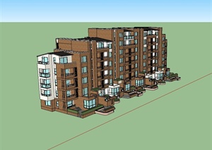 现代风格花园洋房小区住宅楼设计SU(草图大师)模型