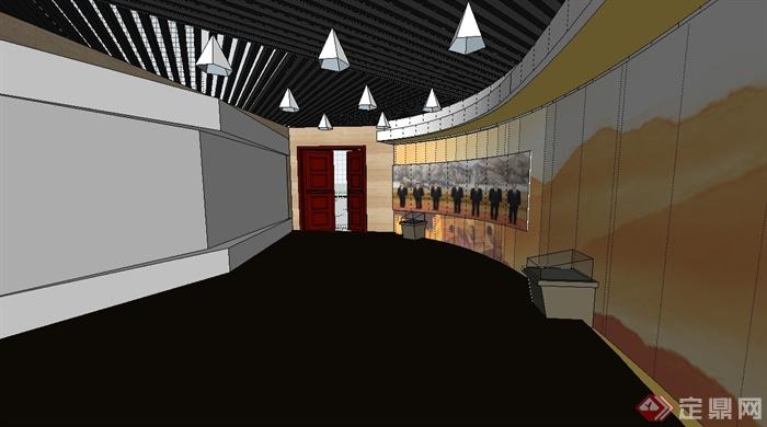 现代风格一个展馆空间设计su模型(2)
