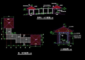中式亭廊组合施工图