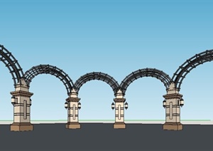 新古典拱形景观架设计SU(草图大师)模型