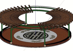 环形木廊架设计Su模型