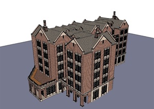 两个不同造型的办公楼设计SU(草图大师)模型