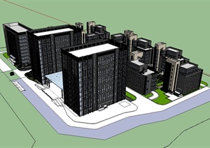 某想对方能园区办公完整建筑楼设计SU(草图大师)模型