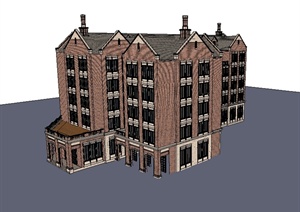 某西班牙风格办公建筑楼设计SU(草图大师)模型