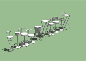 多种不同造型的吧台椅设计SU(草图大师)模型