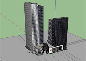 现代风格高层商业办公楼楼设计SU(草图大师)模型