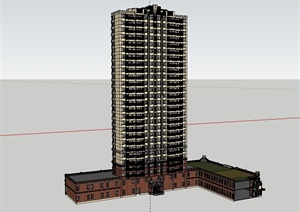 某欧式风格四种商住楼建筑设计SU(草图大师)模型